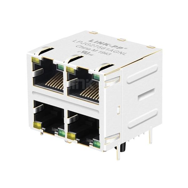 LPJG27561AGNL 2x2 Port Jacks RJ45 Conector 1000 Base-T Com Magnéticos Integrados LEDs Amarelo/Verde