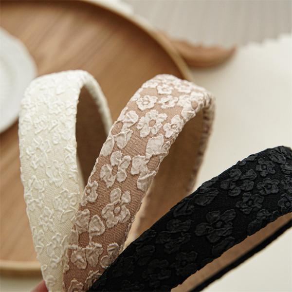 GLH020 Romantic lace relief print elastic flower headband hair hoop headband sponge