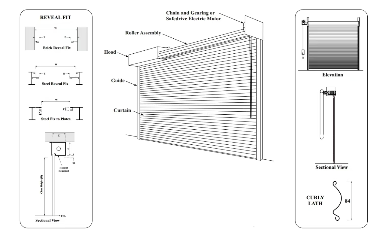 Inorganic Fabric Fire Rated Roller Shutter Doors Large Opening Heavy Duty Construction