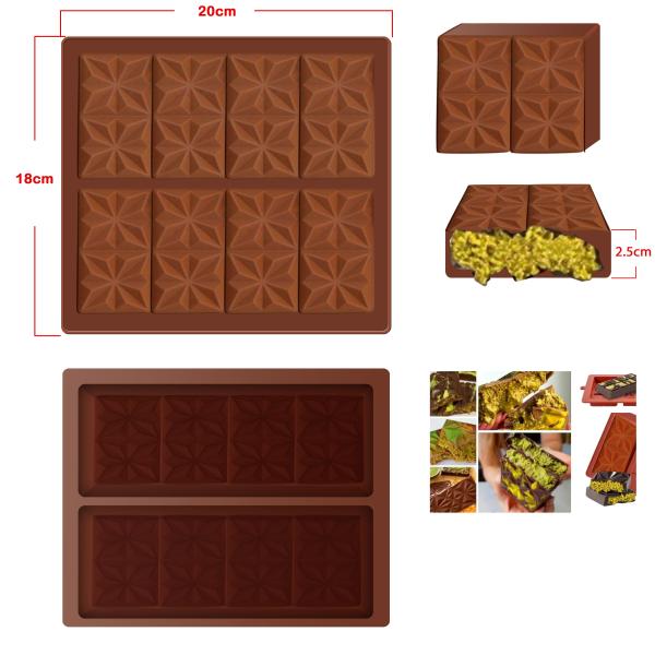 MHC Custom Deep Small Dubai Chocolate Silicone Mould , Dubai Chocolate Bar Silicone Mould