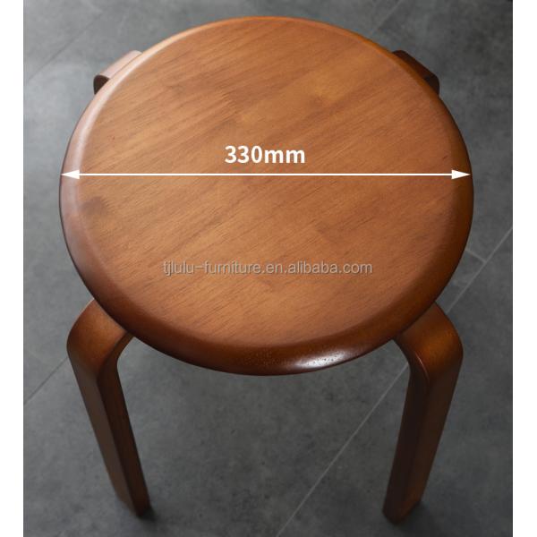 OEM Service Accepted Fashion Simple Stool Modern Household Small Round Solid Wood Stackable Chairs Wood Stool Curved Wood Stool