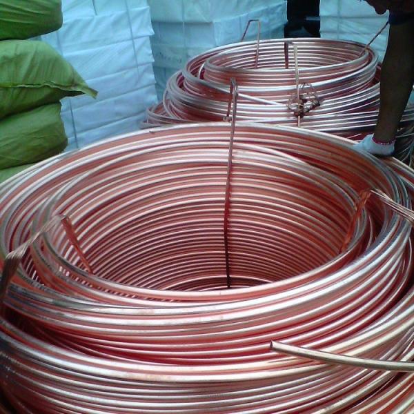 AC Copper Pipe / Tube Coil C10100 Cooper Tube / C10100 Cooper Pipe For Air Conditioners 99.99%