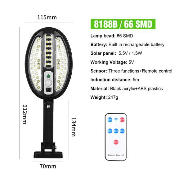 Wireless 20W 450LM Outdoor Pole Solar Street Light 20 Watt 6000-7000K Waterproof