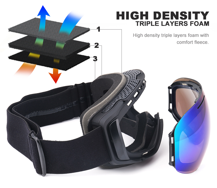 Adjustable strap ski goggles polarized double layers anti fog UV protection windproof ski mask glasses for men women skiing