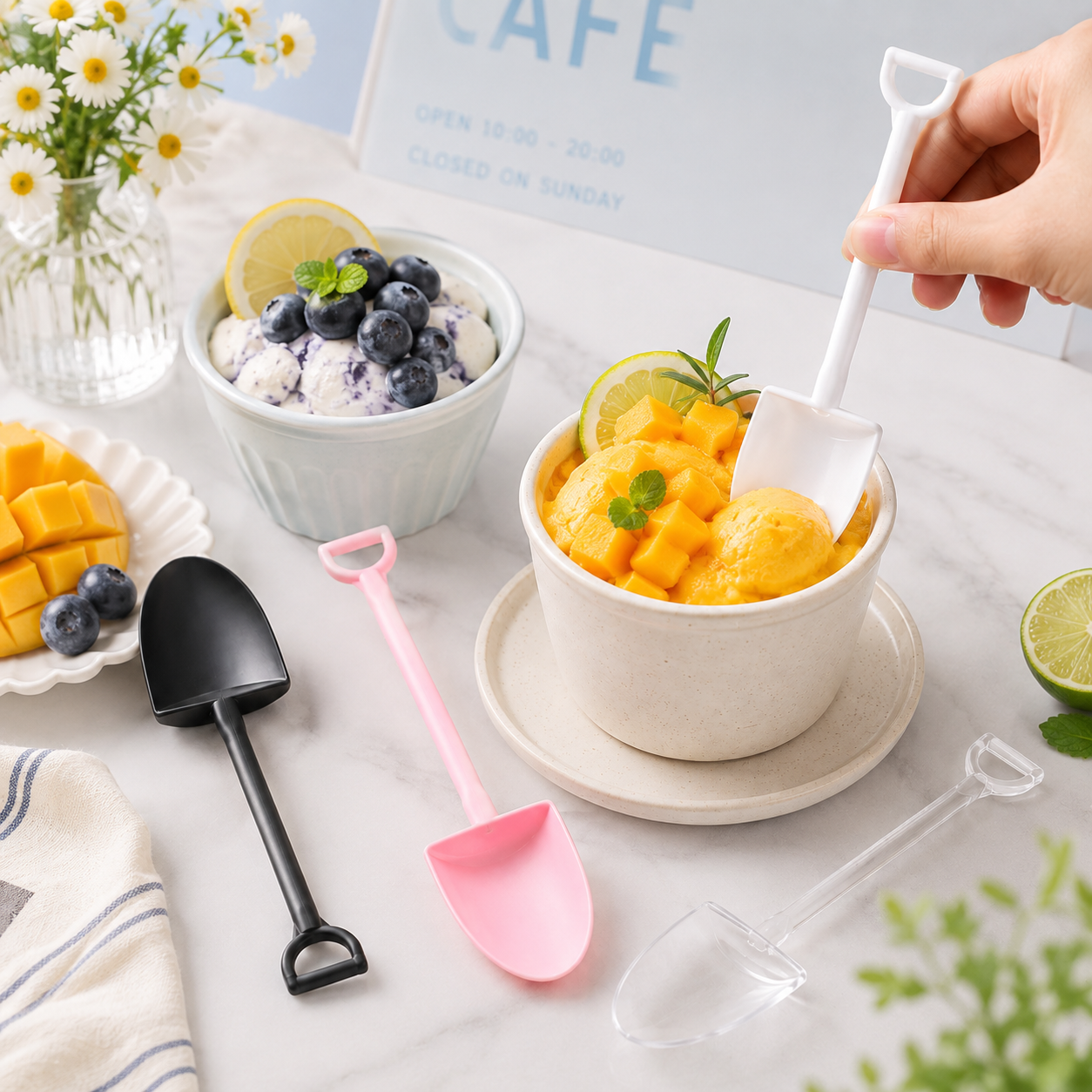 Disposable Ice Cream Shovel Spoon 118mm for Desserts Cakes / Party Service