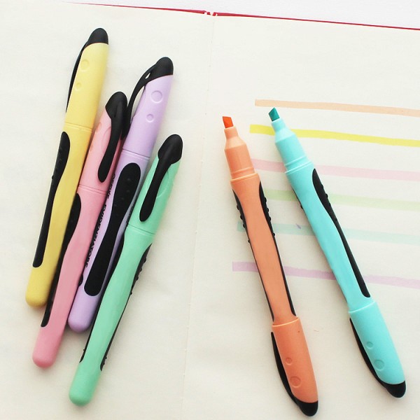 wholesale OEM logo highlighter marker oblique pastel color highlighter pen