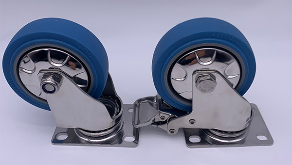 Резиновое колесо рицинус шарнирного соединения плиты 4 дюймов молчаливый свертывая нержавеющий