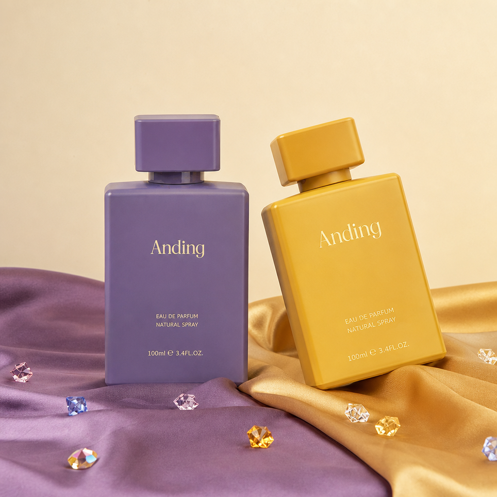 100ml Square Glass Perfume Bottles Empty Crimp Neck Flat Cap Spray