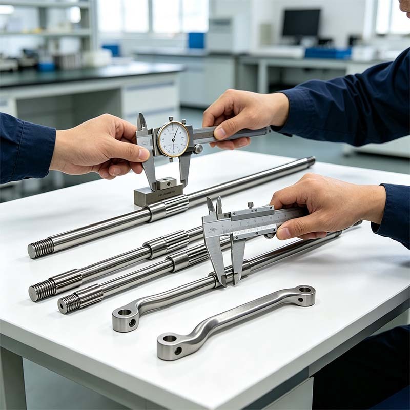 Precision CNC Machined Stainless Steel Long Shaft and Bent Link Rod with Customizable Dimensions for Mechanical Linkage