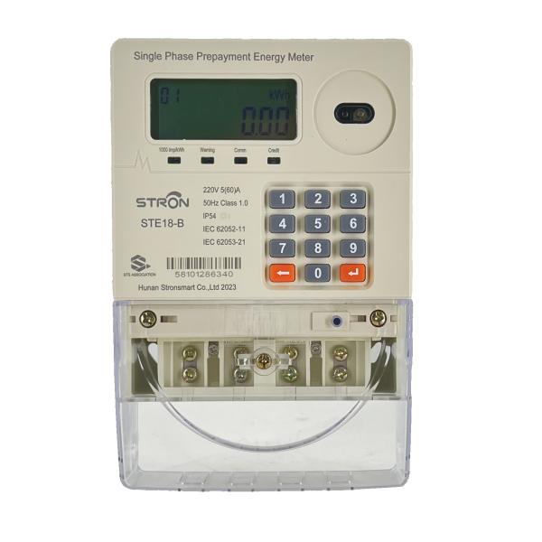 100m通信距離 STE18 B 単相プリペイド電気メーター、AMIスマートメーターおよびStronpay販売ソフトウェア搭載