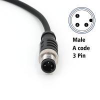 Connecteurs mâles en PVC droit M12 3 broches 2M Préassemblé câble non blindé Noir