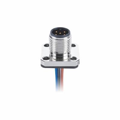 M12 um tipo masculino circular codificado da flange do painel do Pin PG9 do conector 3
