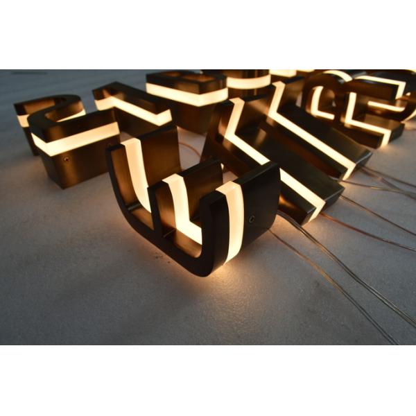 Bronze / Brass Edge Lit Acrylic Letters Stainless Steel UL Approved