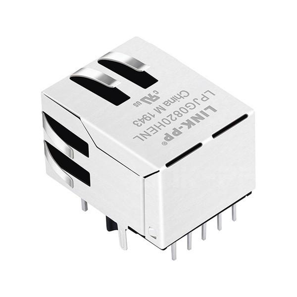 LPJG0820HENL 100/1000 Base-T Green/Yellow LED Tab Down 1 Port RJ45 Connector with Magnetics