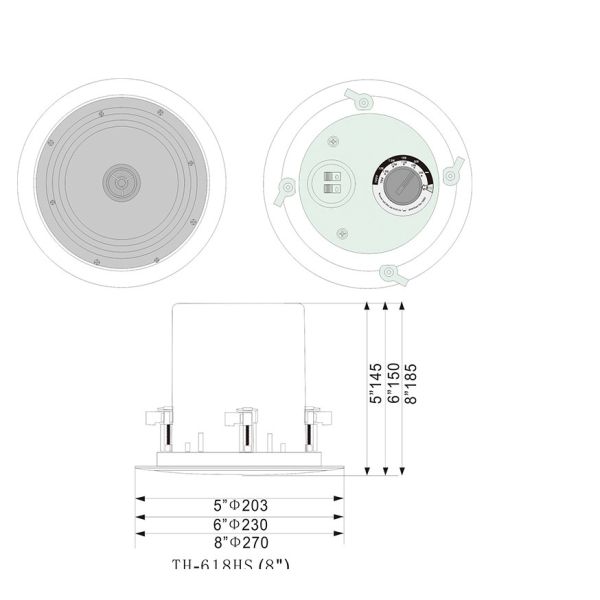 10W/5W/2.5W Ceiling Speaker Iron Sound PA System Speaker 100-20KHZ 88DB
