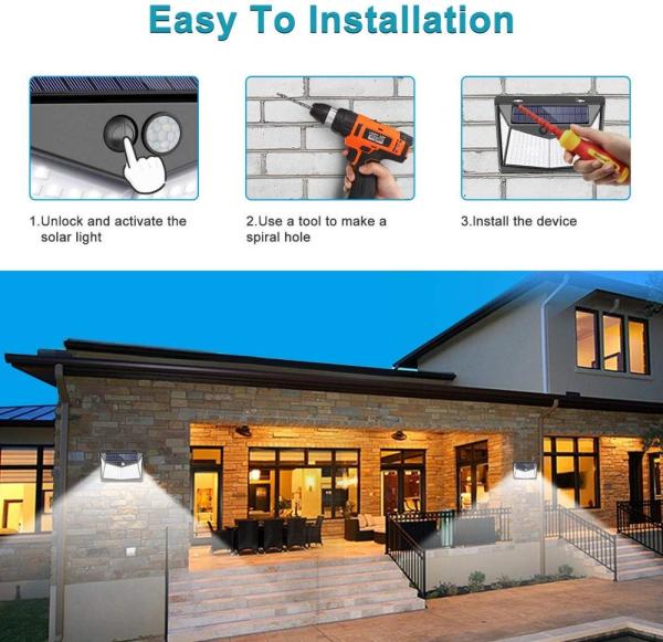 Garden 5.5V 1W 208pcs Led Solar Motion Sensor Wall Light Outdoor