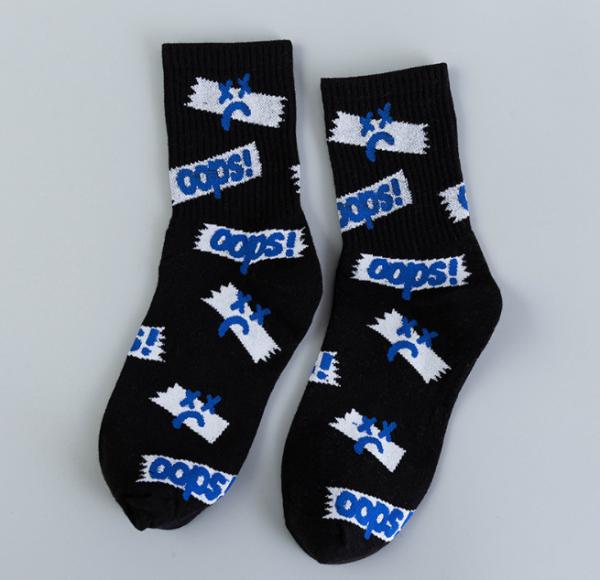OEM Customized Logo Trendy Mens Socks With Jacquard / Printing / Embroidery Pattern