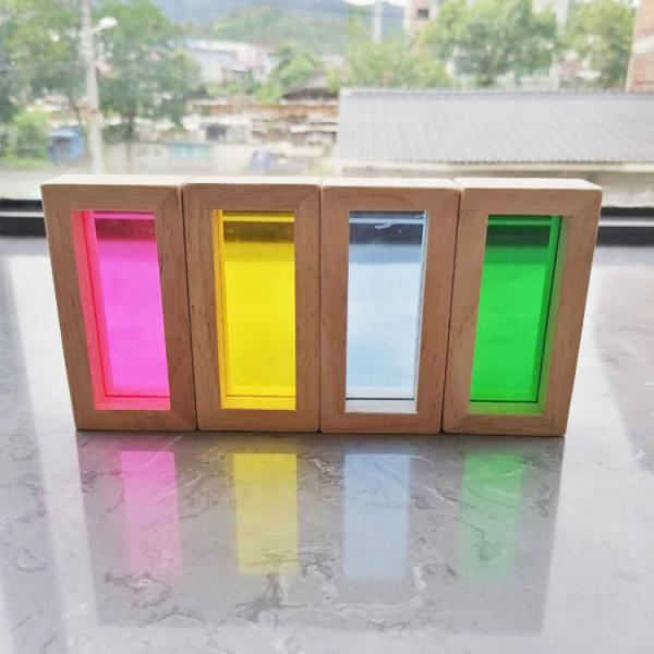 Arco iris en colores pastel del apilador de madera del arco iris de los niños los 8.66in que apila el juguete