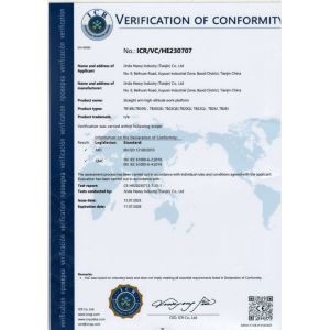 HUNAN KINGDA INTELLIGENT ACCESS MACHINERY CO.,LTD. Certifications