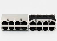 Shielded 2 x 4 Ports RJ45 Modular Jack Connector R / A THT Mounting With EMI