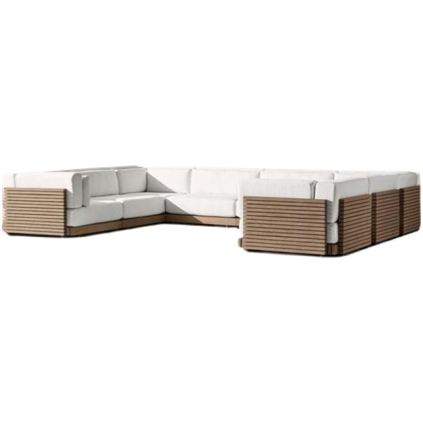 Teak Outdoor Furniture Set Aluminum Patio Furniture Sofa Set Garden Lounge Sofa