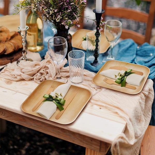 10-Piece Set of Palm Leaf Plates for Wedding Dinner Round and Square Disposable Dishes