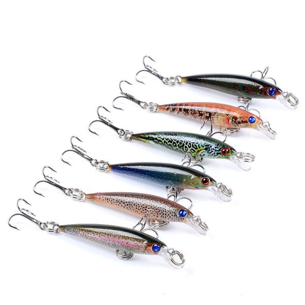6 Cores 5CM/2.2G 10# Ganchos Mullet, Perch, Catfish Plastic Hard Bait 0.1m-0.3m flutuante Minnow Pesca