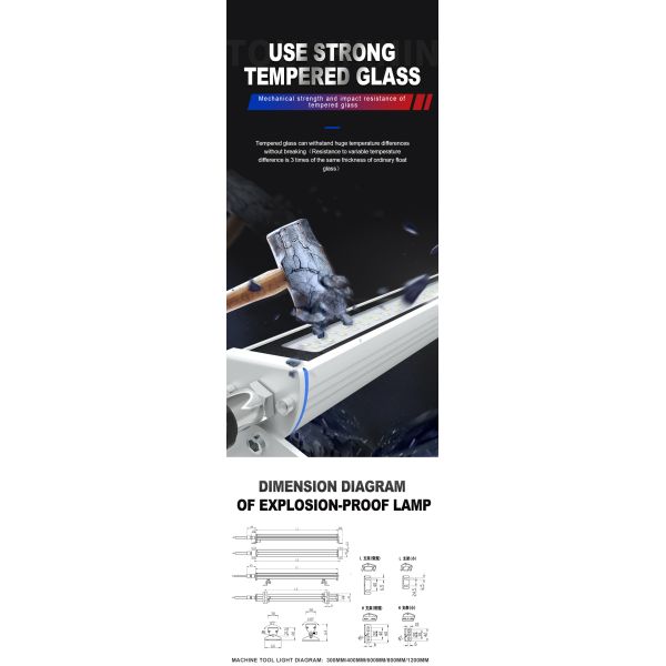 Luces de trabajo para máquinas CNC impermeables de aluminio 24V 110V 220V a prueba de explosiones