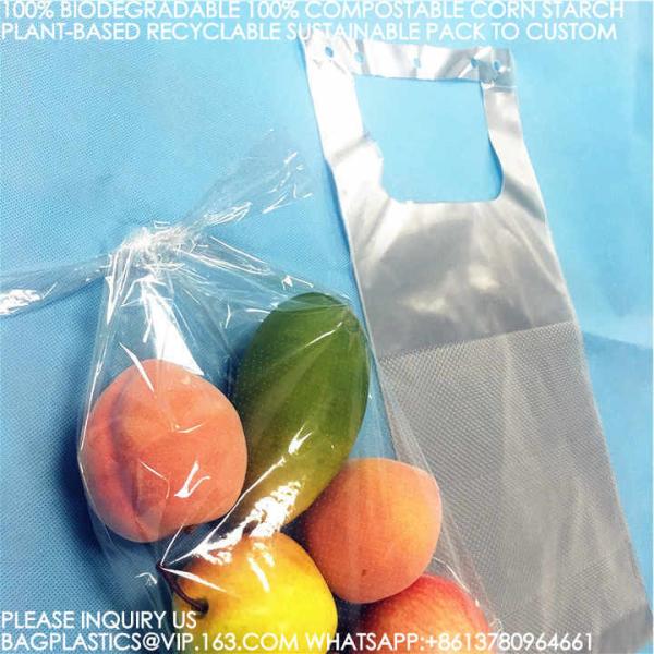 China Manufacturer Recycle Self Adhesive Micro Perforated Bag Vest Handle Bags Packaging Bag For Fruit