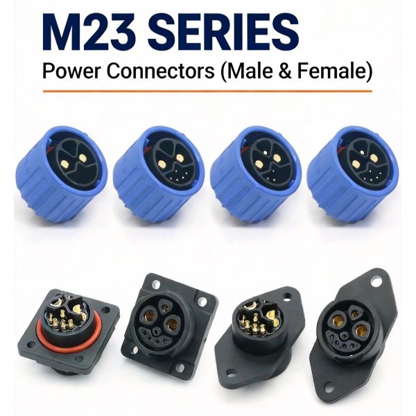 E-motorcycle Solution M23 Series 30A Heavy Duty Waterproof Circular Connector For High Power Equipment