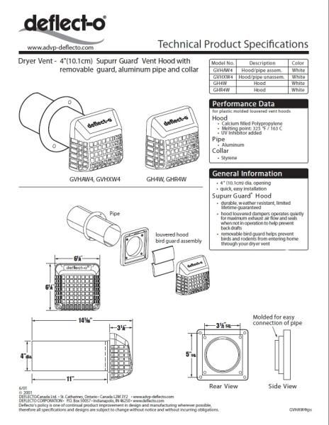 Plastic Dryer Vent Hood 4 Inch Outer Vent Cap With Built In Grid Air Outlet 100mm