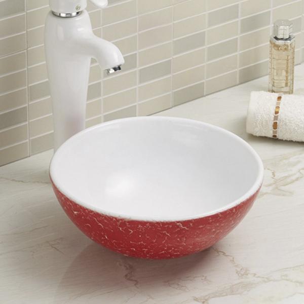 Non-Porous Counter Top Bathroom Sink Table High-Gloss Surface Wash Basin Round