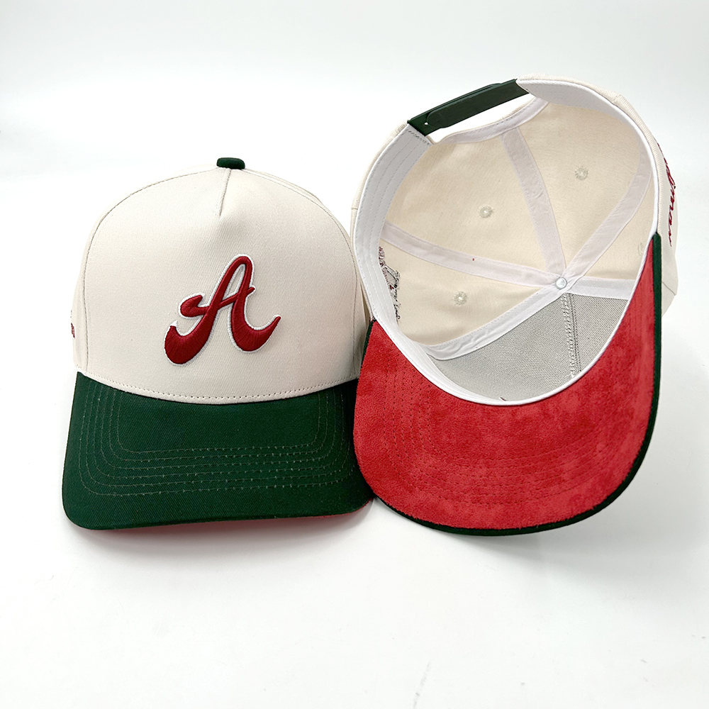 Custom Baseball Caps 3D Puff Embroidery A Frame 5 Panel Two Tone Design