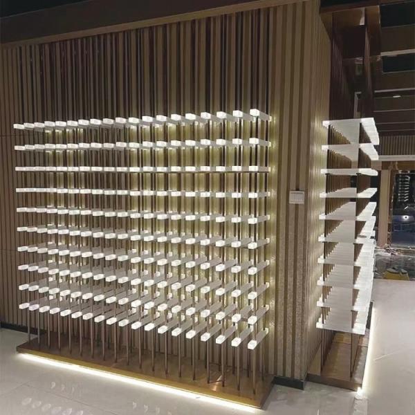 Living Room Acrylic Wine Cabinet Decorative Metalwork Led Light Metal Wine Shelf