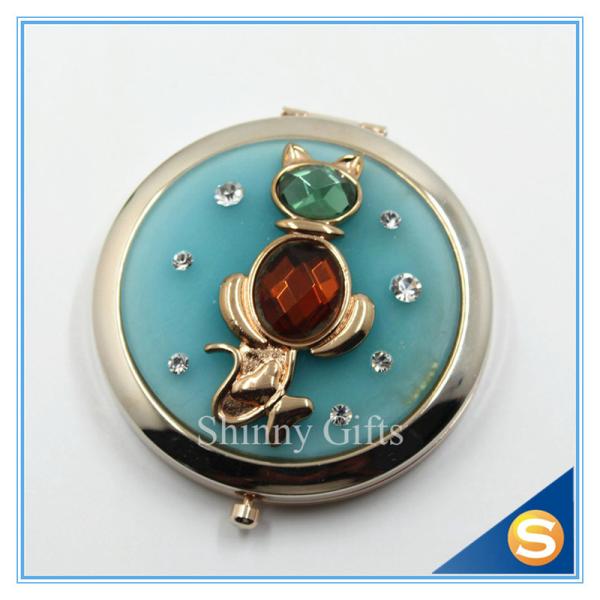 Shinny Gifts Novel Design Convenient Carrying Metal pocket Round Mirror