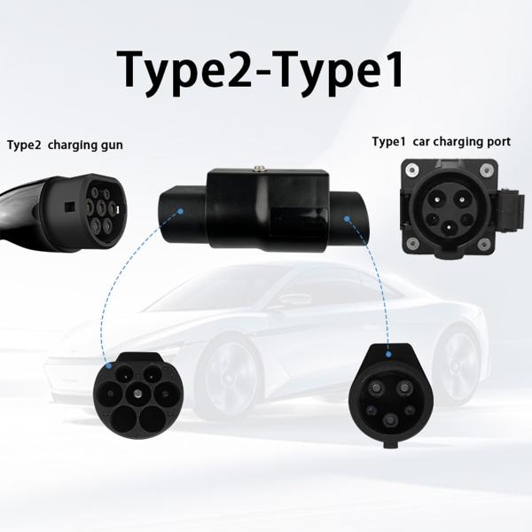 7kw Type2 to Type1/J1772 EV Connector 32A Charging Pile Converter 220V Gun Head Adapter Electric Vehicle Connector Solution