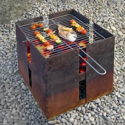 Fogo de aço de queimadura de madeira decorativo Pit Barbecue de Corten do cubo de Minimalistic