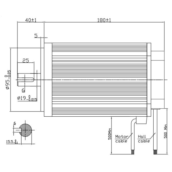 motor sin cepillo industrial trifásico de 3000rpm 1.5kw 310VDC