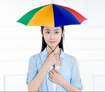 Sun-UV Protection Custom Logo Printing Head Hat Shape Umbrella for Adults and Kids