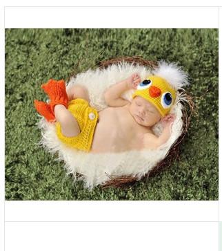 cartoon yellow duck baby hat cap Photography Prop Crochet Hats beanie set animal