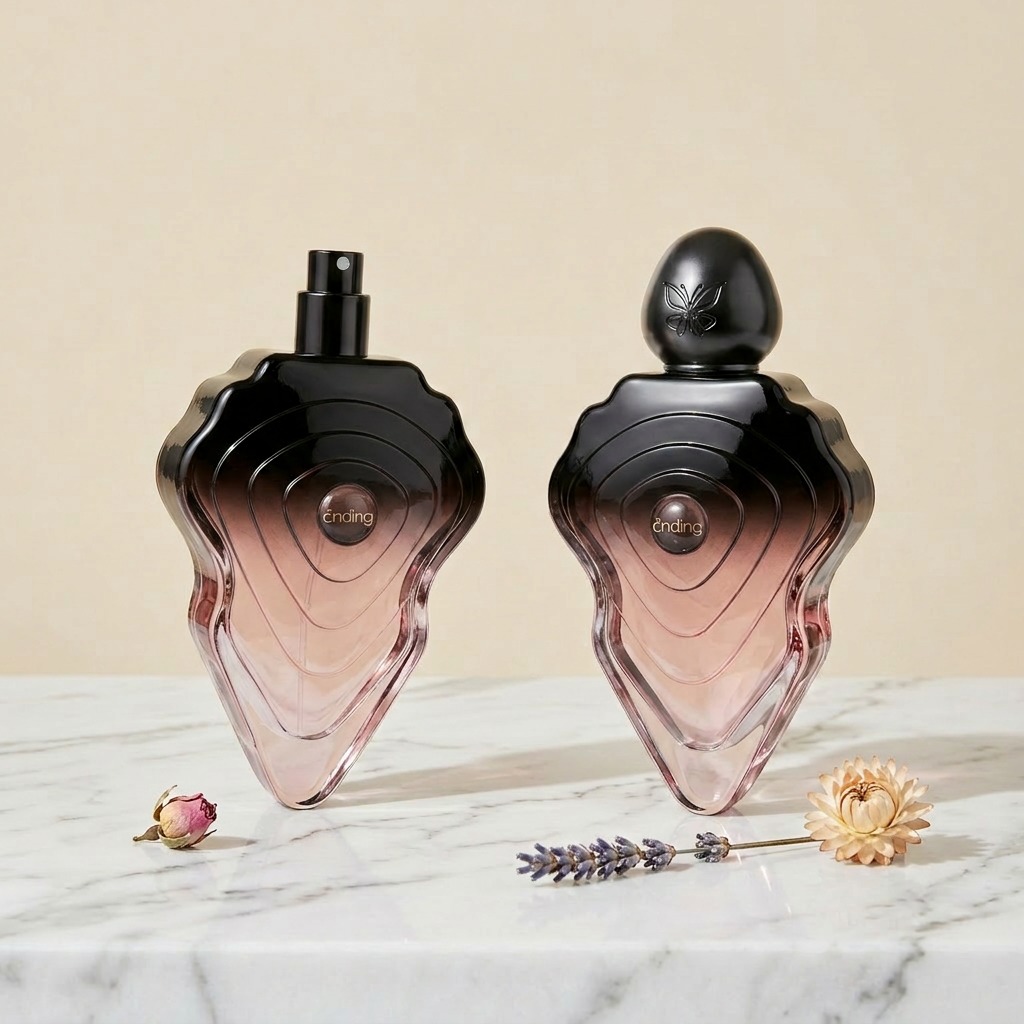 100ml Glass Perfume Bottle Empty Unique Irregular Shape Round Cap Crimp Neck