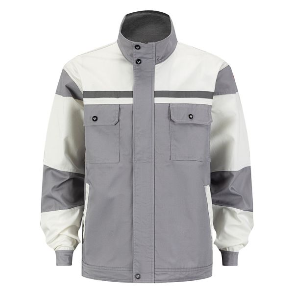 Breathable Workwear Jacket with Reflective Stripe and 230–250 gsm Fabric for Industrial Use