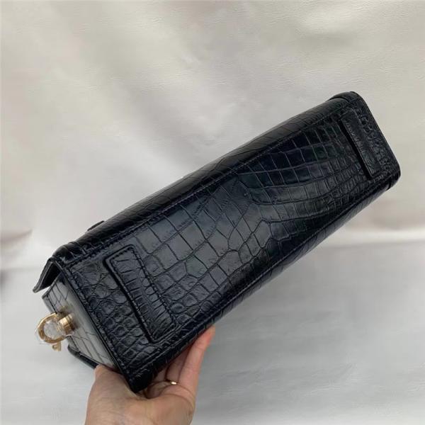 Authentic Real True Crocodile Belly Skin Businessmen Briefcase Bag Genuine Alligator Leather Male Large Black Handbag