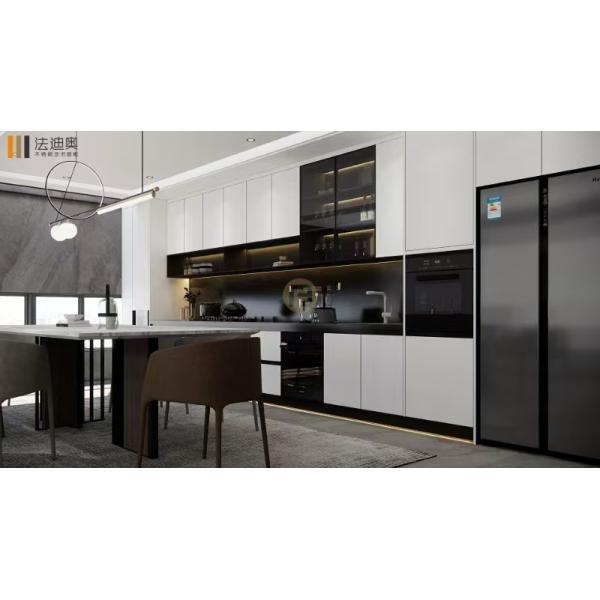 Armoire de cuisine en acier inoxydable mat noir avec isolage intégré en acier inoxydable