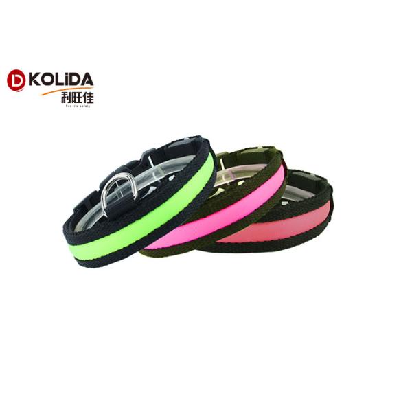 Nylon 3 Sizes Night Safety Flashing Light Glow In The Dark Collar LED Dog Pet Collar