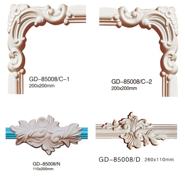 GD-85008 Hot-Sale Pu Foam Flat Fireproof Architectural Corner Mouldings For Church