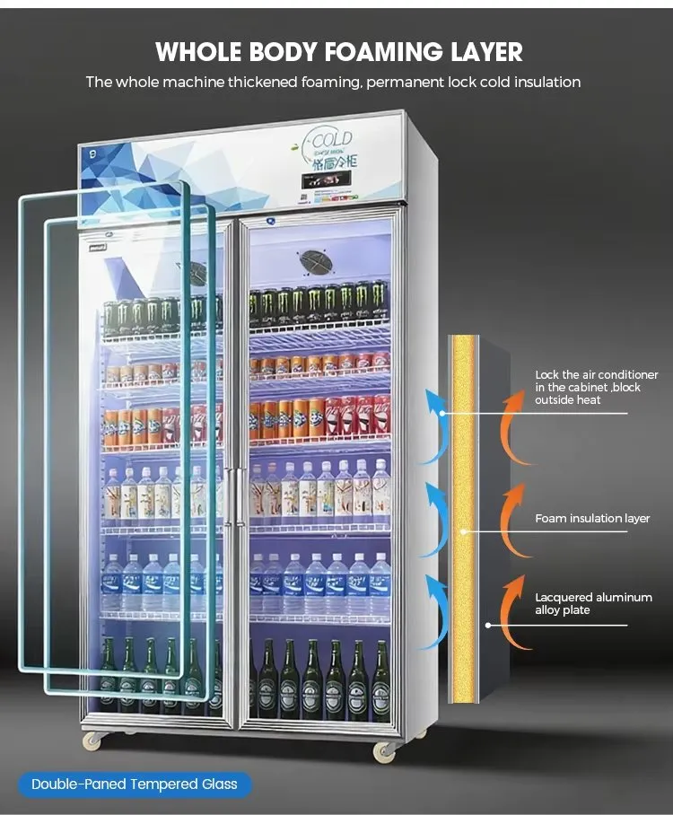 1300L Upright Beverage Cooler Single Temperature Refrigerated Beverage Cooler Commercial
