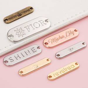 Custom Metal Name Tags For Swimwear Metal Bag Bikini Logo Tag Sew Clothing