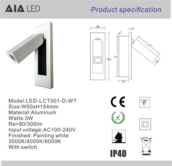 hotel led flexible arm bed side wall reading light/bed led wall light/bed reading wall light
