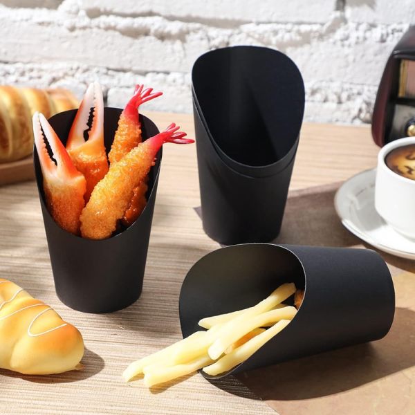 Premium All-in-One Takeout Set: Thick French Fry Cups & Kraft Paper Containers for Ice Cream, Egg Waffles, and Noodles